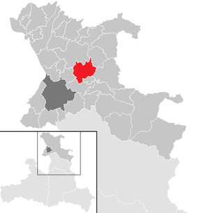 Lage der Gemeinde Eugendorf im Bezirk Salzburg-Umgebung (anklickbare Karte)