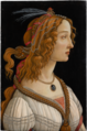 Weibliches Idealbildnis (Bildnis der Simonetta Vespucci als Nymphe) von Sandro Botticelli, ca. 1480–1485