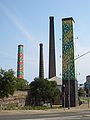 Sydney Park chimneys decorated at Christmas