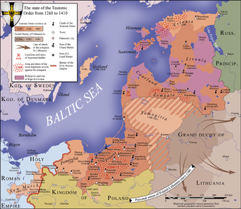 Map of the monastic state of the Teutonic Knights between 1260 and 1410