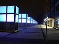 Nächtliches Lichtspiel vor der Zentralbibliothek der TU und UdK Berlin