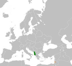 Peta menunjukkan lokasi Albania dengan Palestine