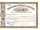 Aktie von Barnum & Bailey Limited, 1903