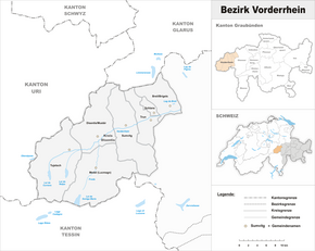 Karte von Bezirk Vorderrhein