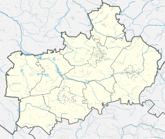 Mapa konturowa powiatu koneckiego, blisko centrum na dole znajduje się punkt z opisem „Podlesie”