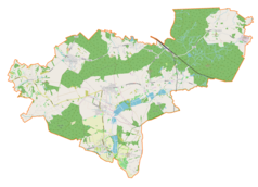 Mapa konturowa gminy Lyski, w centrum znajduje się punkt z opisem „Lyski”