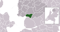 Highlighted position of Lemsterland in a municipal map of Friesland