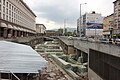 Maria Luiza Boulevard with St Nedelya Church and Sheraton Sofia Hotel Balkan in front, and TZUM on the Left, and current archaeological excavations along the street