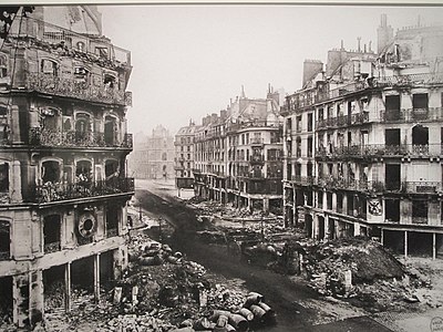 Ruins along the Rue de Rivoli, scene of street battles between the Commune and Army