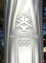 Detail of the torch used for the 2002 Winter Olympics.