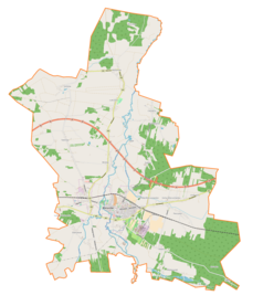 Mapa konturowa gminy Wieruszów, na dole nieco na prawo znajduje się punkt z opisem „Klatka”