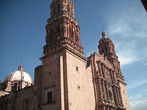 Zacatecas cathedral, built between 1729 and 1753, regarded by many as the last, and greatest, expression of the churrigueresque (Mexican Baroque) style