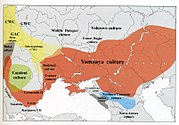 Größte Ausbreitung der Jamnaja-Kultur in ost-westlicher Richtung in Eurasien. Ca. 3500 v. Chr. Ursprünge der Ussatowe-Kultur, 3400 v. Chr. Ursprünge von Jamnaja, ca. 3400-3200 v. Chr. weitere Ausbreitung der Jamnaja über die pontisch-kaspische Steppe; ca. 3000 v. Chr. Ende der Cucuteni-Tripolje-Kultur und die Immigration der Jamnaja-Kultur in den Schnurkeramiker-Bereich über die Kontaktzone östlich der Karpaten; 3100-2600 v. Chr. die Jamnaja-Ausdehnung ins Donautal