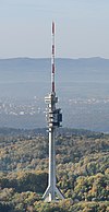 Luftbild des Fernsehturms St. Chrischona