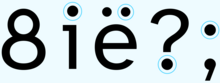 The characters "8ië?;", with all dots circled.