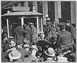 Strikers surrounding a streetcar in Indianapolis