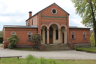 Die Friedhofshalle des Bergfriedhofes Harthau