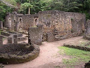 Ruins of Great Mosque of Gede in Kenya