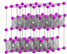 Kristalstructuur van kobalt(II)bromide __ Co2+     __ Br−