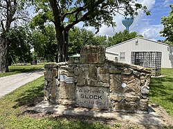 Muscotah Park with old city jail in foreground (2024)