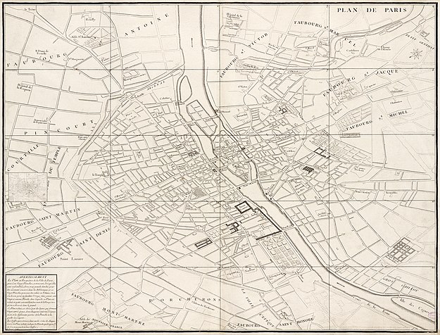 Turgot map of Paris, general overview map