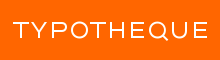 Wordmark featuring white text reading "Typotheque" on an orange background