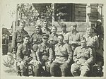 Deputy brigade commander of the 121st Brigade Lieutenant Colonel G. A. Adilbekov with tank officers, second from left, summer 1942