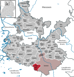 Elhelyezkedése Baden-Württemberg térképén