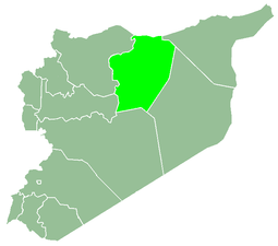 Rakka İli'nin gösterildiği bir Suriye haritası.