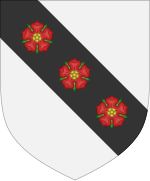 Stefling: Argent, on a bend sable three roses gules,[28] crest: an eagle's flight on both sides like the shield