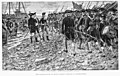 The Embarkation of Montgomery's Troops at Crown Point. Richard Montgomery and troops on shore at Crown Point, New York, en route for the invasion of Canada. Drawn by Sydney Adamson. Half-tone plate engraved by J.W. Evans. Printed 1902.