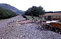 Looking East towards Ruabon showing the Down platform and demolished remains of the signal box. May 1975.