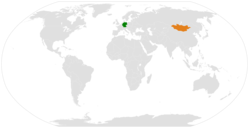 Lage von Deutschland und Mongolei