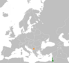 Location map for Israel and Kosovo.