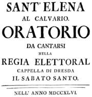 Johann Adolph Hasse – Sant’Elena al Calvario – italienische Titelseite des Librettos – Dresden 1746