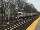 A Coney Island-bound R46 Q Train approaches the station