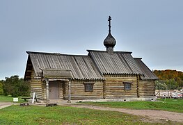 Church of Demetrius of Solunsk with simple two-pitched roofs. Staraya Ladoga (Leningrad Region).