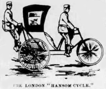 Drawing from an 1896 newspaper of The London Hansom Cycle