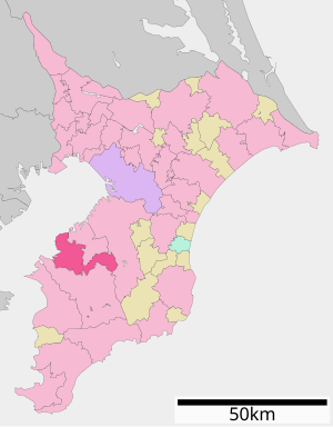 Lage Kisarazus in der Präfektur