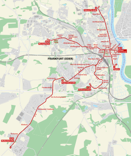 Netwerkkaart van de Tram van Frankfurt (Oder)