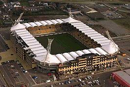 Een luchtfoto van het Parkstad Limburg Stadion