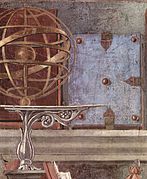 Sandro Botticelli'nin çizdiği çemberli küre (armillary sphere), c. 1480.