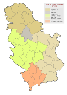 Šumadija ve Batı Sırbistan'ın Sırbistan'daki konumu.