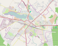 Mapa konturowa Szczytna, blisko centrum u góry znajduje się punkt z opisem „Browar w Szczytnie”