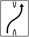 501-20 Überleitungstafel; Darstellung ohne Gegenverkehr: einstreifig nach rechts