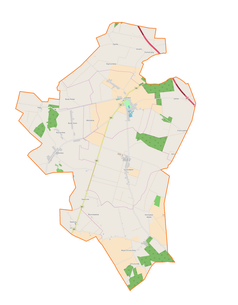 Mapa konturowa gminy Łanięta, blisko centrum na lewo znajduje się punkt z opisem „Lipie”