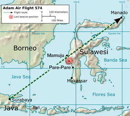 Vluchtroute van Adam Air Boeing 737-400