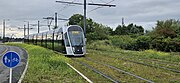 A green track tramline in Luxembourg