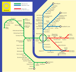 Map of the Merseyrail network.