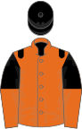 Orange, black epaulets, black and orange halved sleeves, black cap